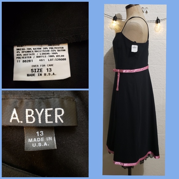 A. Byer Black w Pink Fit & Flare Dress  Size 13 NWT - Picture 3 of 3